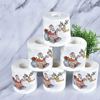 Yeni Yıl Hediyeleri 22 m/Rulo Noel Baba Ren Geyiği Noel Tuvalet Kağıdı Noel Süslemeleri Ev için Natale Noel Navidad 2023