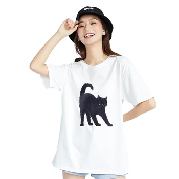 Bu Benim Kedi Baskı Erkekler Kadınlar Unisex T-shirt Tee 2023 Yaz Moda Kore Trend Çift Pamuk Gevşek Kitty Tişört Üst