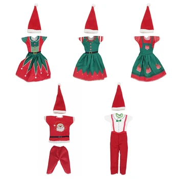 Moda Noel Elbise Kıyafet Elbise Şapka 11 inç 30cm oyuncak bebek giysileri Bebek Aksesuarları için
