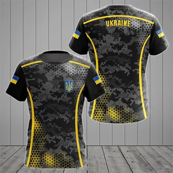 Özelleştirmek Ukrayna Kamuflaj Tees Yaz Serin Spor erkek Moda Jersey Gevşek Büyük Boy T-shirt Erkek kısa kollu üstler