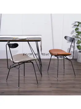 Iskandinav Retro Endüstriyel Tarzı Tasarımcı Arkalığı Yemek Sandalyesi Loft Basit Daire Ev Ferforje Müzakere Boş Sandalye