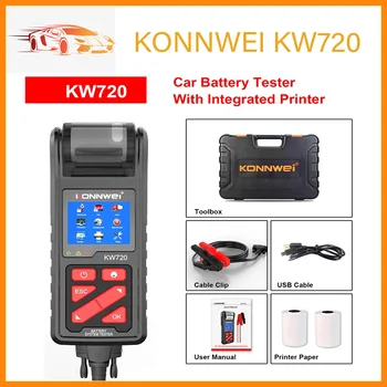 KONNWEI KW720 akü analizörü 6V / 12V / 24V Motosiklet Araba kamyon aküsü Test Cihazı Dahili Yazıcı İle Şarj Marş Test Aracı