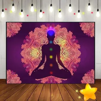 Çakra Gözler Lotus Yoga Meditasyon Asılı Buda Manevi Bohemian Arka Plan Özel Doğum Günü Zemin Afiş Dekorasyon Parti