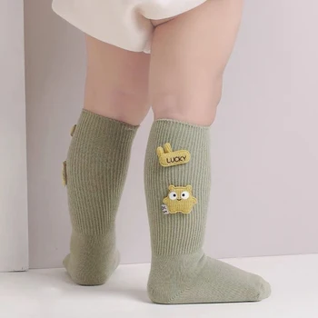 Karikatür Bebek Çorap Sevimli Düz Renk Pamuk Yenidoğan Anti Kayma Kat Çorap Sonbahar Kış Sıcak Bebek Kız Erkek Diz Çorap