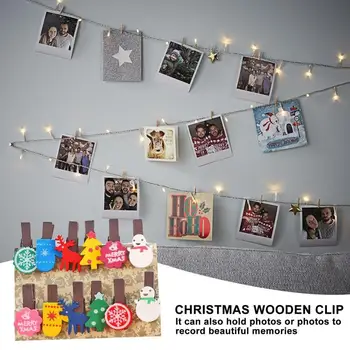 Noel Clothespins Mini Ahşap Clothespins Resimler İçin 12 Adet Küçük Elbise Pimleri Fotoğraf Etkinliği Ve Noel Kartları