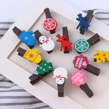 Noel Clothespins Mini Ahşap Clothespins Resimler İçin 12 Adet Küçük Elbise Pimleri Fotoğraf Etkinliği Ve Noel Kartları