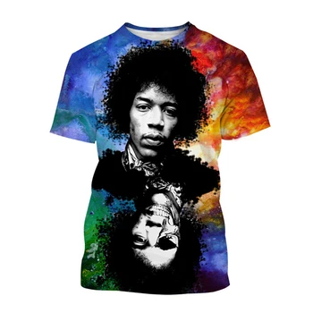 Moda Gitar Rocker Jimi Hendrix 3D baskı t-shirt Yaz Erkekler Yuvarlak Boyun T - shirt Rahat Kısa Kollu büyük beden kazak Giyim