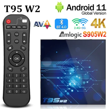 T95 W2 akıllı tv kutusu Android11 Amlogic S905W2 2 GB 4 GB RAM 16 GB 32 GB 64 GB ROM BT4.0 2.4 G / 5G Wifi HDR 4 K Medya Oynatıcı Set Üstü Kutusu