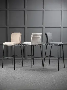 İskandinav bar sandalyesi ev yüksek tabure sırtlı sandalye Modern Minimalist ışık lüks demir yüksek tabure Bar taburesi Bar taburesi