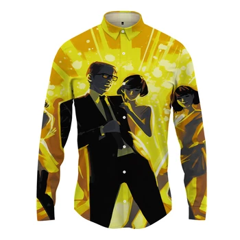 Ilkbahar ve Sonbahar erkek Moda Tüm Maç Uzun kollu Gömlek Hip-Hop Popüler 3D Baskı Gömlek Ofis Parti Gömlek Artı Boyutu Üst