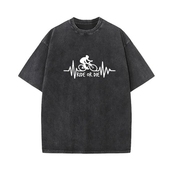 Hamile Kadın T-Shirt yaz T Shirt Kısa Kollu Gebelik Tees Tops Vintage Yıkanmış Binmek Bisiklet Kalp Atışı Desen Baskı