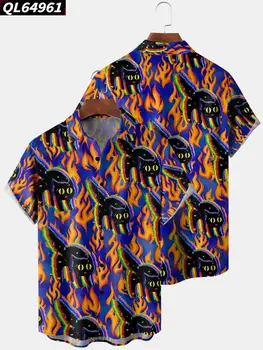 Havai gömleği Erkek Yaz Casual Düğme Üstleri Giyim Harajuku Tarzı Kısa Kollu Gömlek Erkekler için Plaj Yüksek Kaliteli Bluzlar 2023