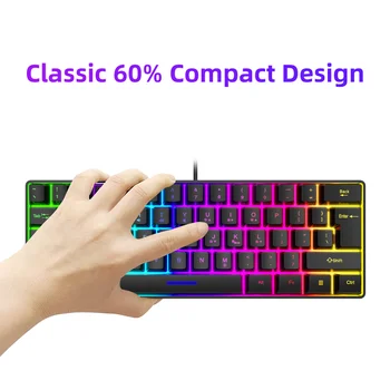 Mini Oyun Mekanik Klavye 61 Tuşları RGB Hotswap Tip-C Kablolu Oyun Klavyesi PBT Keycaps 60 % Ergonomi Klavyeler