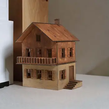 DIY Ahşap Ev Eğitici Oyuncaklar Monte 1/72 Modelleri Ev Minyatür Sahne Düzeni DIY Projeleri Aksesuar Diorama Düzeni
