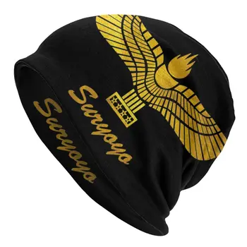Aramean Suryoyo Logo Kasketleri Kapaklar Erkekler Kadınlar Unisex Trend Kış Sıcak Örgü Şapka Yetişkin Süryani Asur Antik Kaput Şapka