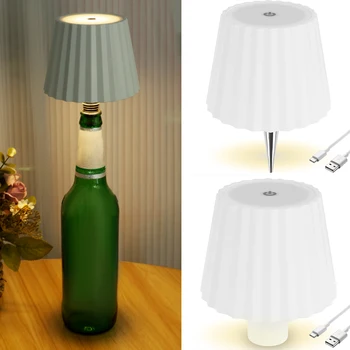 Yeni LED şarap şişesi lambası 3 renk kısılabilir şarap şişesi ışık dokunmatik kontrol akülü masa lambası 1800mAh USB şarj edilebilir masa
