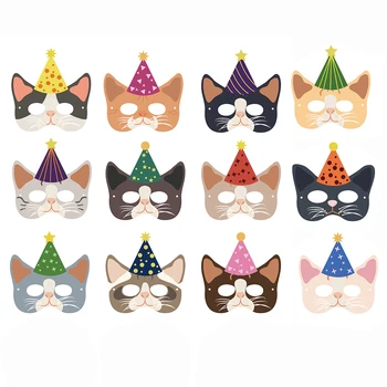 Çocuklar Doğum Günü Partisi Maskesi Sevimli Pet Kediler Tema Parti Süslemeleri Karikatür Kedi Maskeleri Bebek Duş Parti Malzemeleri Şekeri