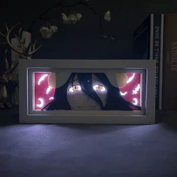 Derebeyi Albedo 3D led ışık Kutusu Yatak Odası Dekorasyon için doğum günü hediyesi Gece Lambası Anime ışık Kutusu Kağıt Kesim Gölge Kutusu Dropship