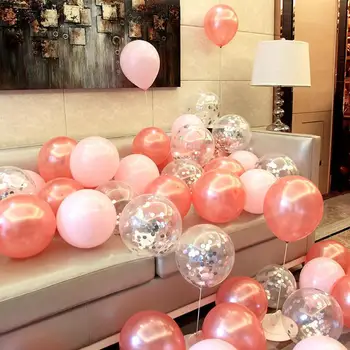 20 adet konfeti balonları Seti Gül Altın Gümüş Helyum Balon Düğün Doğum Günü Partisi Dekorasyon Lateks Globos Bebek Duş