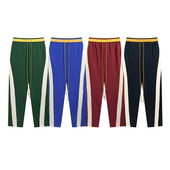 RH Hip Hop Eğimli Çizgili Rahat Pantolon Erkek Kadın Pamuk Kırmızı Yeşil Mavi Cep Logo Nakış Sweatpants İçinde Etiketleri