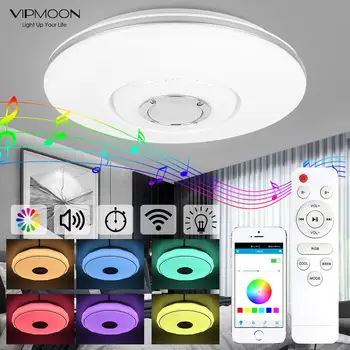 WiFi LED tavan avize ışık 48W Bluetooth Stereo müzik uzaktan kumanda LED tavan lambası çocuk odası yatak odası için