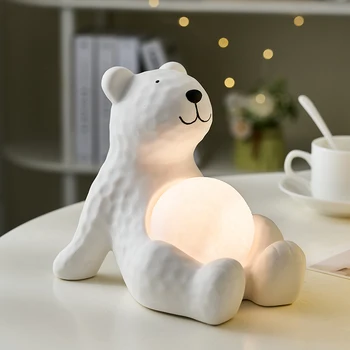 Yaratıcı ayı süs beyaz ayı ortam ışığı oturma odası dekorasyon ev dekorasyon aksesuarları masaüstü süsler modelleme