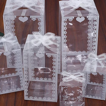 10 ADET Şeffaf PVC Kutu Düğün / Doğum Günü Sevgililer Favor Kutusu kek ambalajı Çikolata Şeker Draje Parti Olay Şeffaf Hediye Kutusu