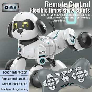 Akıllı Programlama Ses İnteraktif Uzaktan Kumanda Hayvan Köpek 2.4 G Dublör Performans Dokunmatik Algılama App Kontrol RC Robot Köpek Oyuncak