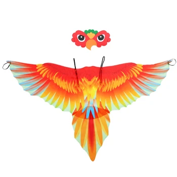 Parlak Kuşlar Giyinmek Esnek Çocuklar Papağan Kanatları Elastik Kayış ile Kostüm Maske Cadılar Bayramı Partisi Favor Hediye Kız Erkek T8DE