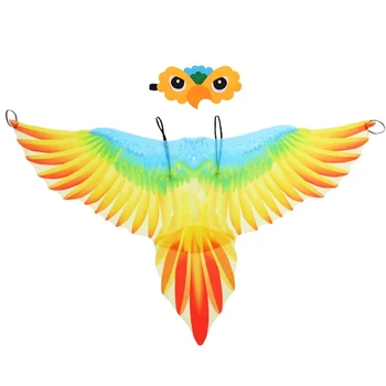 Parlak Kuşlar Giyinmek Esnek Çocuklar Papağan Kanatları Elastik Kayış ile Kostüm Maske Cadılar Bayramı Partisi Favor Hediye Kız Erkek T8DE