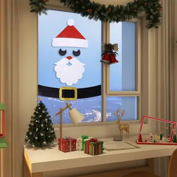 Noel Kapı Sticker Dekoratif Sticker Şenlikli Keçe Kapı Çıkartmalar Santa Kardan Adam Elk Karikatür Noel Ev Pencere