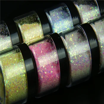 10g UV renk değiştirme tıknaz Glitter holografik lazer renkli tırnak pul altın ışık gevreği DIY manikür dekorasyon * H53