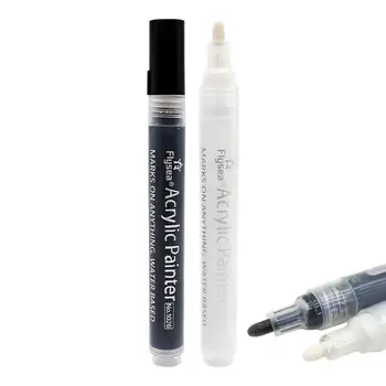 Siyah Ve Beyaz boya kalemi Güvenli Ve Kokusuz Açık boya kalemi 2 adet Akrilik Ressam Taş Seramik Cam Ahşap Plastik