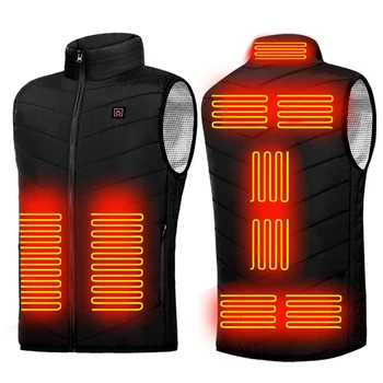 Akıllı ısıtma ceket Erkekler Kadınlar USB Elektrikli Termal Sıcak Giysiler Fermuar 9 Alanlar Bölge Kamp Spor yürüyüş için Büyük Boy
