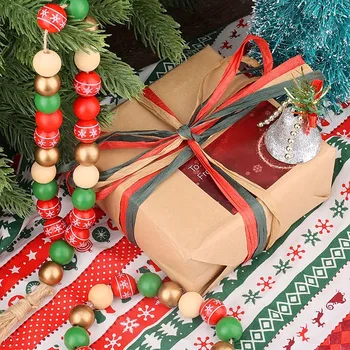 50 Adet Noel Süslemeleri Ahşap Boncuk Kar Taneleri DIY El Yapımı Garland Bilezik Süsler Noel Noel Ağacı Asılı Yeni Yıl