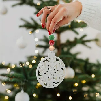 50 Adet Noel Süslemeleri Ahşap Boncuk Kar Taneleri DIY El Yapımı Garland Bilezik Süsler Noel Noel Ağacı Asılı Yeni Yıl