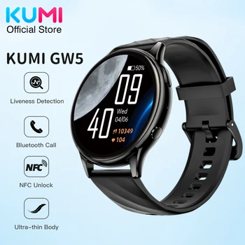 KUMI GW5 akıllı saat 1.39 İnç Ultra ince Vücut Bluetooth 5.2 100 + Egzersiz Kalp Hızı Kan Basıncı Monitörü Su Geçirmez IP68