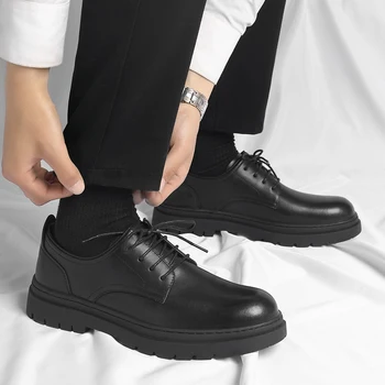 Yeni İngiliz Tarzı Brogue Ayakkabı Erkekler için İş Rahat Moda Gidip Kalın Taban Deri Ayakkabı Erkek Platformu düğün elbisesi Ayakkabı