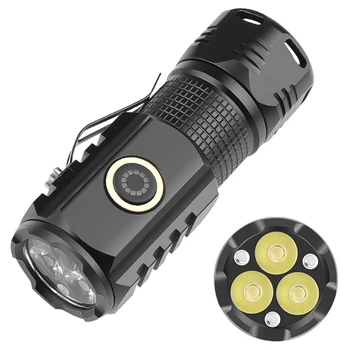 Mini LED el feneri USB şarj edilebilir meşale ile kalem klip su geçirmez kamp ışık güçlü fener çalışma ışığı balıkçılık için