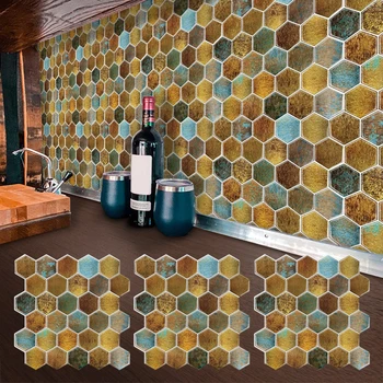 30cm Altıgen Mozaik Backsplash Sticker Mutfak Banyo duvar Karosu Sticker PET Su Geçirmez Ev Dekor Duvar Kağıdı