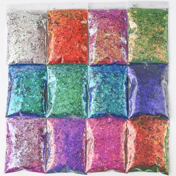 50 g / torba Bukalemun Tıknaz Glitter Mix Lazer Tırnak Sanat Gevşek Glitter Sequins Ultra İnce Parlak Manikür Tırnak Dilim Gevreği Dekorasyon