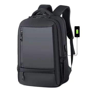 USB ile büyük Kapasiteli İş Sırt Çantası Öğrenci Schoolbag Mult-cepler Erkekler Laptop Çantası Bilgisayar Sırt Çantası Seyahat Çantaları XA878F
