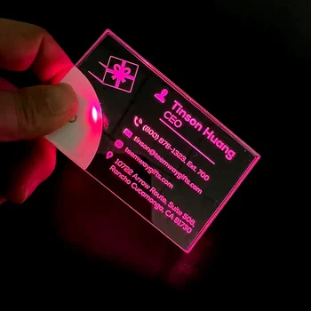 Özel yaratıcı akrilik led elektronik aydınlık iş plastik kart özel renkli flaş kartvizit