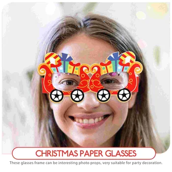 6 Adet Dekor Parti Gözlük Noel Fotoğraf Sahne Süsleme Çerçeveleri Noel Kağıt Süslemeleri Gözlük