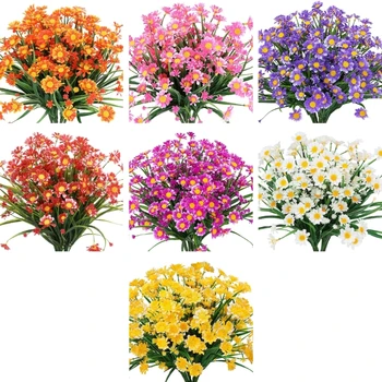 Yapay Çiçekler Papatyalar Uv Işınlarına Dayanıklı Renk Haslıkları Ev Dekorasyonu için Plastik Bitki