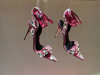 Kadın ayakkabı kadın üst moda lüks elmas seksi yüksek topuklu sandalet