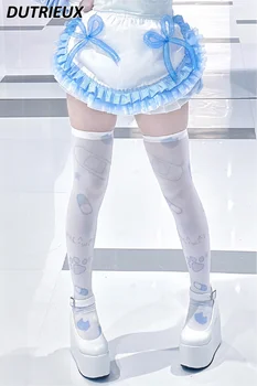 Japon Sevimli Tatlı Lolita Baskılı Kadife Hap beyaz çoraplar Kadın Su Renk İkincil Eleman Çorap Maden Serisi Diz Çorap