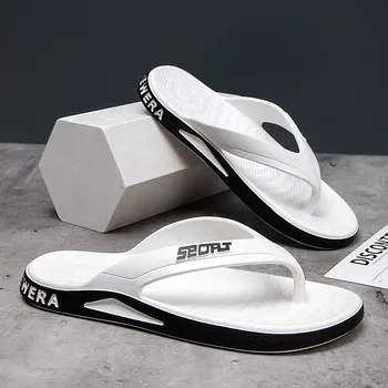 Basit yeni flip-flop erkek yazlık terlik öğrenciler Kore versiyonu dış giyim kaymaz klip ayak koç boynuzu ayakkabı plaj sho