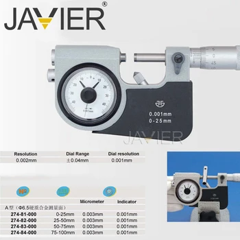 Kolu mikrometre 0-25-50-75 - 100mm yüksek hassasiyetli 0.001 arama mikrometre dış çaplı spiral mikrometre göstergesi snapmicrometer