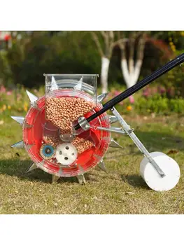 Bahçe Dikim El itme Tekerlekli Fıstık Soya Mısır Sebze Hassas Ekme Makinesi İsteğe bağlı Makinesi Ekici